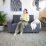 Sofá Cama Hamburgo Gris Denver y Matiz Wengue 160x86cm de Dos Puestos Reclinable sin Apoya Brazos