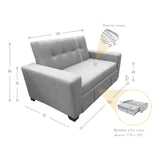 Sofá Cama Hamburgo Gris Denver y Matiz Wengue 160x86cm de Dos Puestos Reclinable sin Apoya Brazos