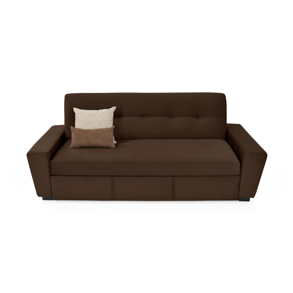 Sofá Cama Hamburgo Chocolate Denver y Matiz Wengue 210x87cm de Tres Puestos Reclinable sin Apoya Brazos