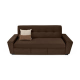 Sofá Cama Hamburgo Chocolate Denver y Matiz Wengue 210x87cm de Tres Puestos Reclinable sin Apoya Brazos