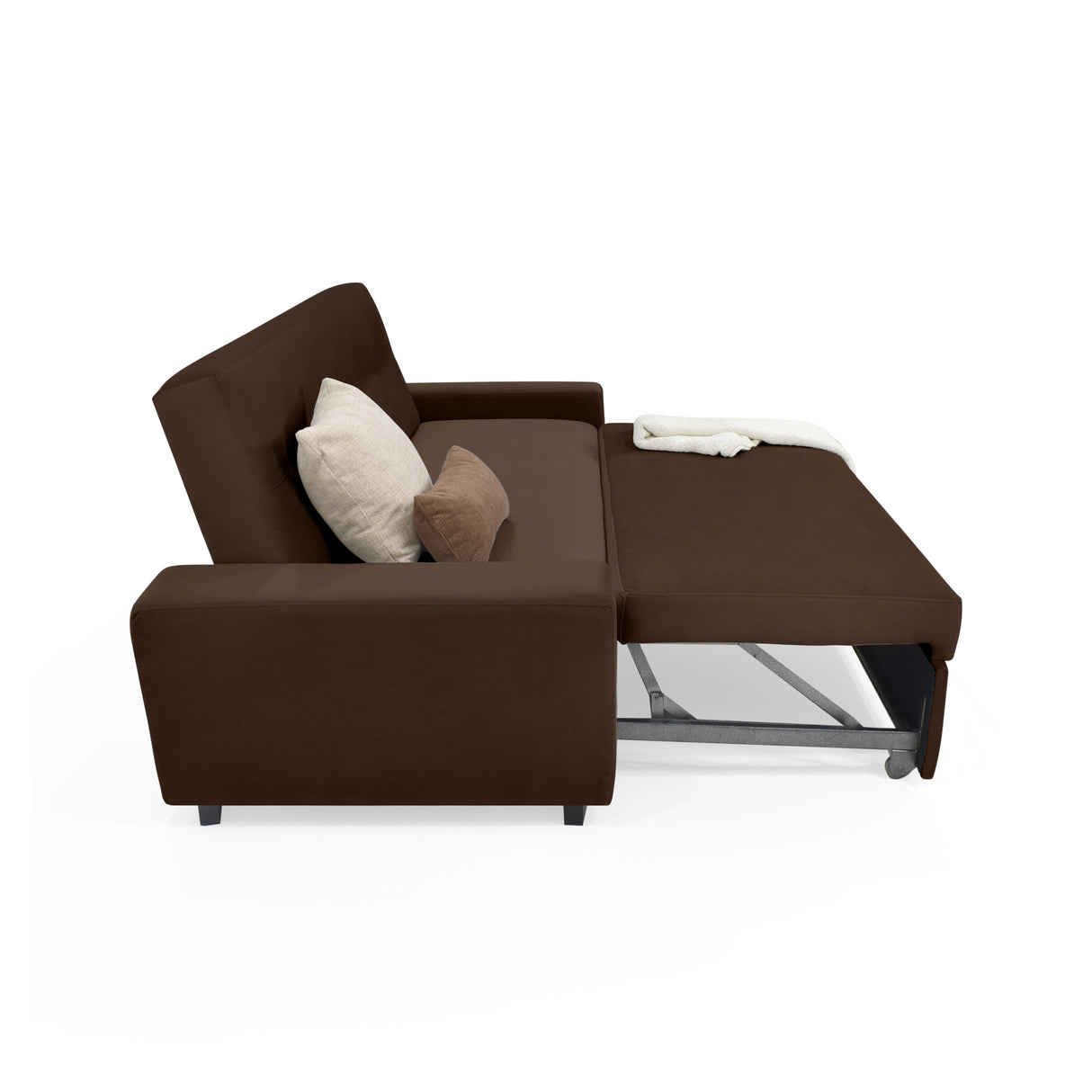 Sofá Cama Hamburgo Chocolate Denver y Matiz Wengue 210x87cm de Tres Puestos Reclinable sin Apoya Brazos