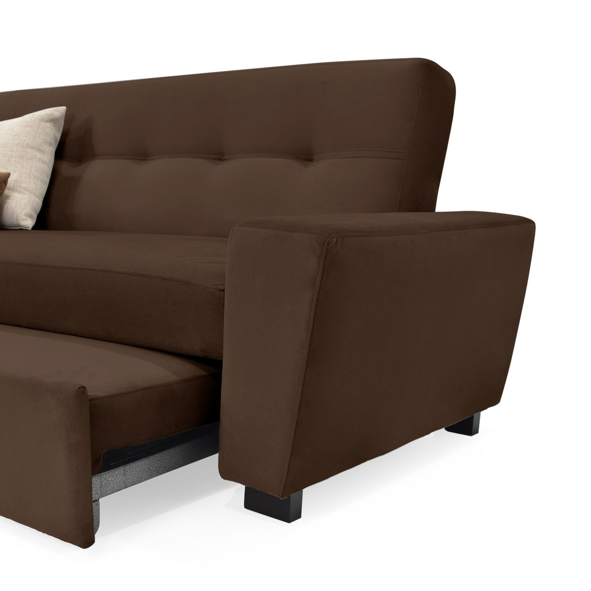 Sofá Cama Hamburgo Chocolate Denver y Matiz Wengue 210x87cm de Tres Puestos Reclinable sin Apoya Brazos