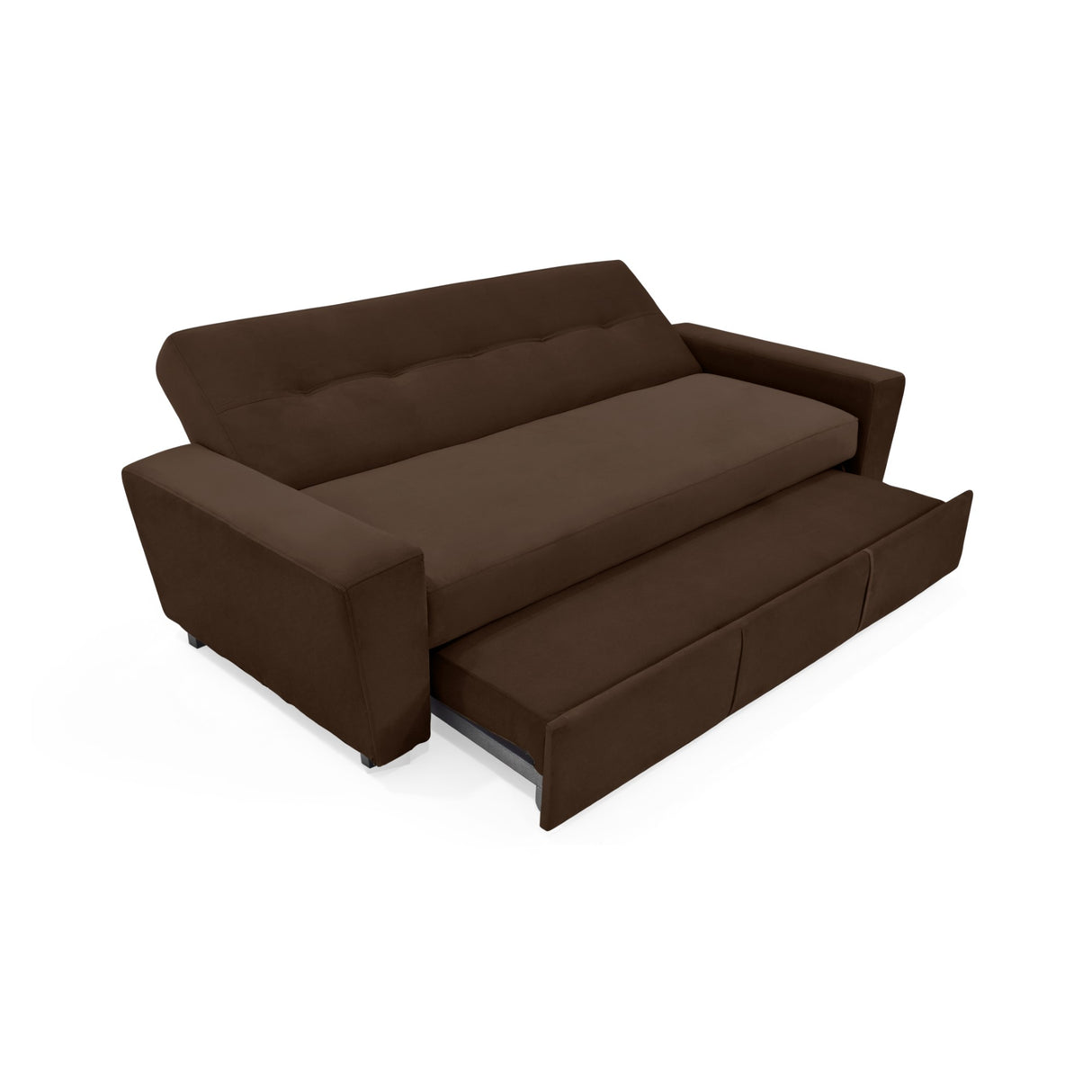 Sofá Cama Hamburgo Chocolate Denver y Matiz Wengue 210x87cm de Tres Puestos Reclinable sin Apoya Brazos