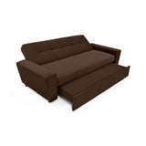 Sofá Cama Hamburgo Chocolate Denver y Matiz Wengue 210x87cm de Tres Puestos Reclinable sin Apoya Brazos