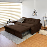 Sofá Cama Hamburgo Chocolate Denver y Matiz Wengue 210x87cm de Tres Puestos Reclinable sin Apoya Brazos