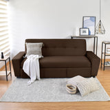 Sofá Cama Hamburgo Chocolate Denver y Matiz Wengue 210x87cm de Tres Puestos Reclinable sin Apoya Brazos