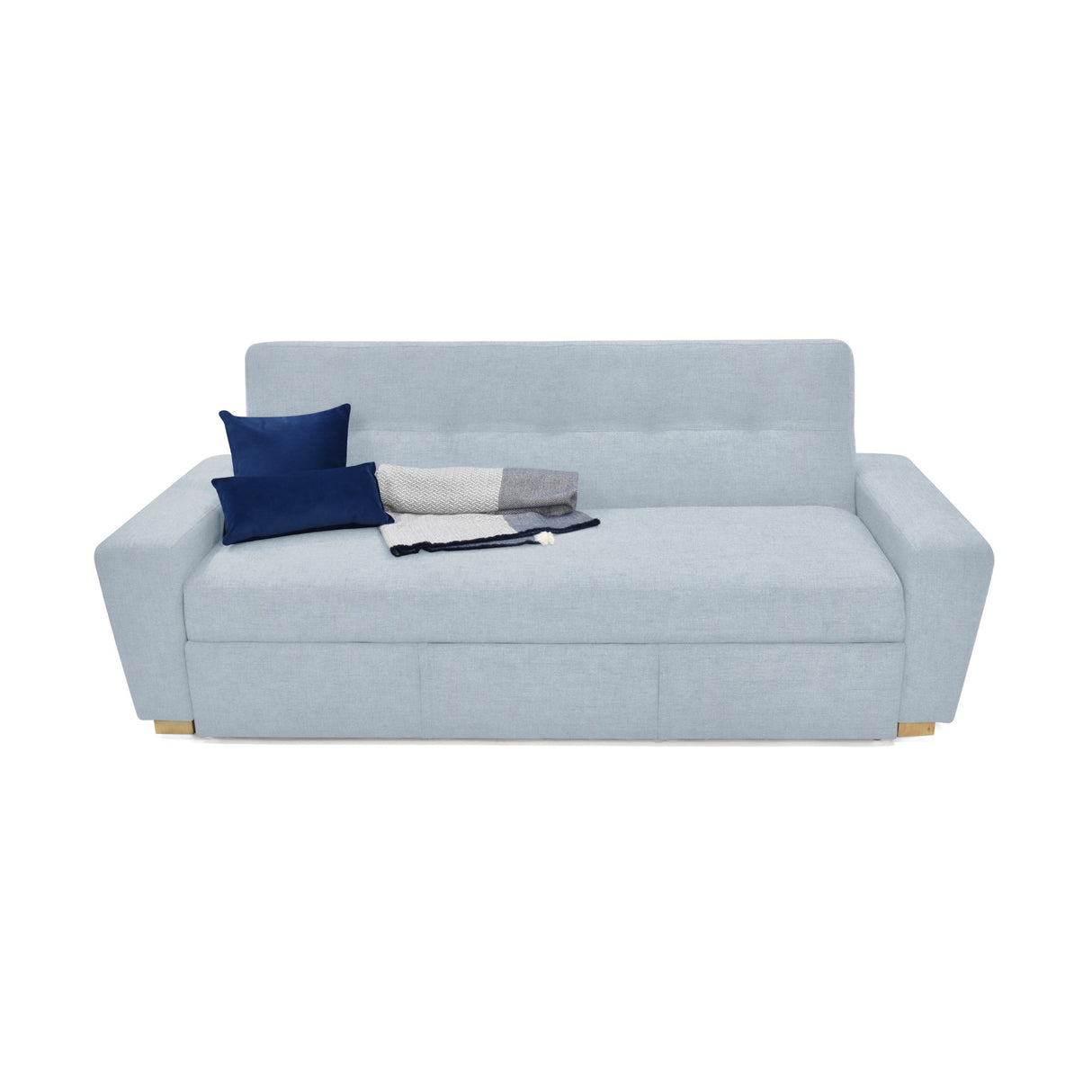 Sofá Cama Hamburgo Plata Denver y Matiz Wengue 210x87cm de Tres Puestos Reclinable sin Apoya Brazos