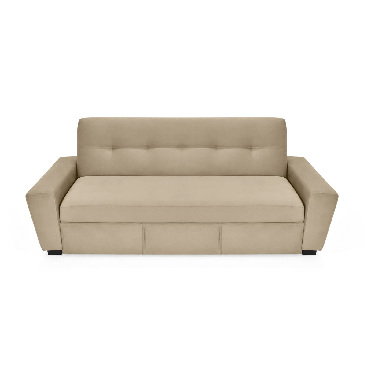 Sofá Cama Hamburgo Taupe Denver y Matiz Wengue 210x87cm de Tres Puestos Reclinable sin Apoya Brazos