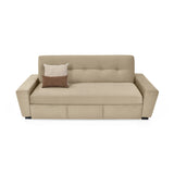 Sofá Cama Hamburgo Taupe Denver y Matiz Wengue 210x87cm de Tres Puestos Reclinable sin Apoya Brazos