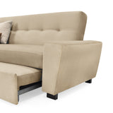 Sofá Cama Hamburgo Taupe Denver y Matiz Wengue 210x87cm de Tres Puestos Reclinable sin Apoya Brazos