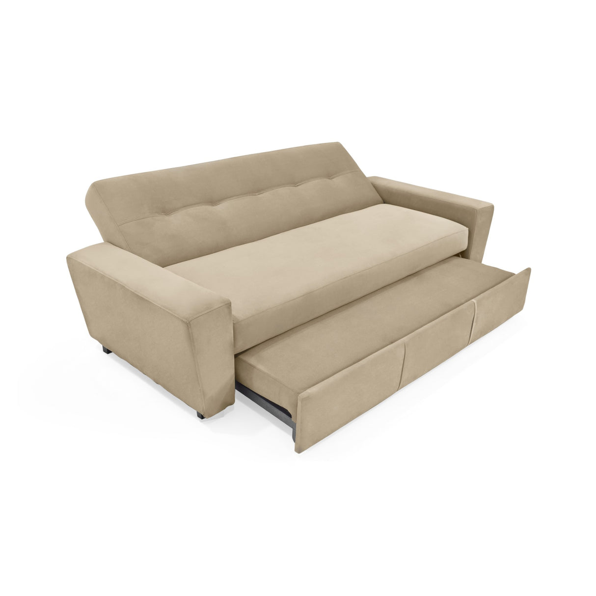 Sofá Cama Hamburgo Taupe Denver y Matiz Wengue 210x87cm de Tres Puestos Reclinable sin Apoya Brazos