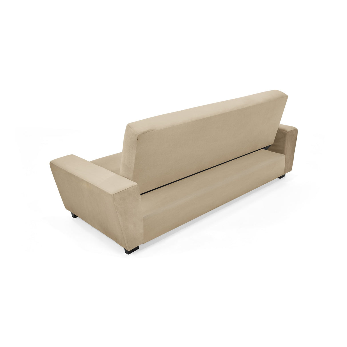Sofá Cama Hamburgo Taupe Denver y Matiz Wengue 210x87cm de Tres Puestos Reclinable sin Apoya Brazos