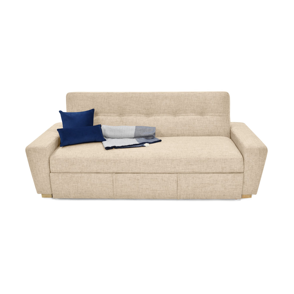 Sofá Cama Hamburgo Beige Dicosta y Matiz Natural 210x87cm de Tres Puestos Reclinable sin Apoya Brazos