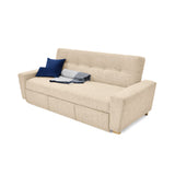 Sofá Cama Hamburgo Beige Dicosta y Matiz Natural 210x87cm de Tres Puestos Reclinable sin Apoya Brazos