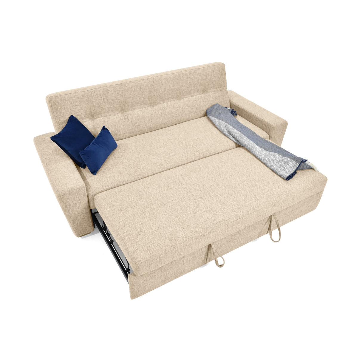 Sofá Cama Hamburgo Beige Dicosta y Matiz Natural 210x87cm de Tres Puestos Reclinable sin Apoya Brazos