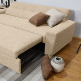 Sofá Cama Hamburgo Beige Dicosta y Matiz Natural 210x87cm de Tres Puestos Reclinable sin Apoya Brazos