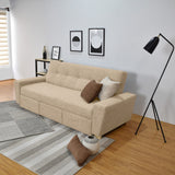 Sofá Cama Hamburgo Beige Dicosta y Matiz Natural 210x87cm de Tres Puestos Reclinable sin Apoya Brazos