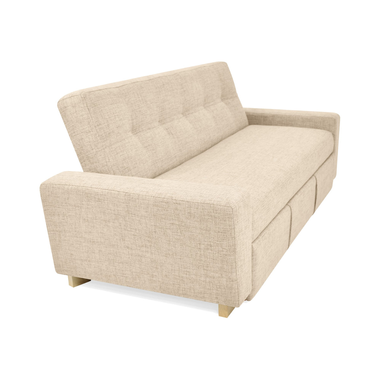 Sofá Cama Hamburgo Beige Dicosta y Matiz Natural 210x87cm de Tres Puestos Reclinable sin Apoya Brazos