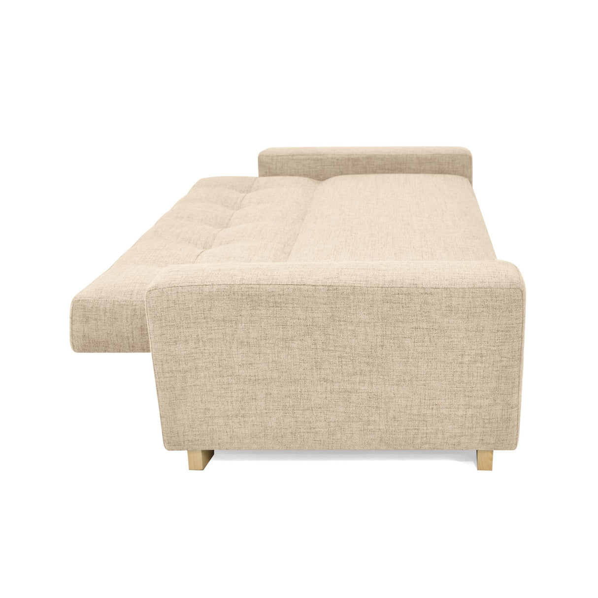 Sofá Cama Hamburgo Beige Dicosta y Matiz Natural 210x87cm de Tres Puestos Reclinable sin Apoya Brazos