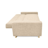 Sofá Cama Hamburgo Beige Dicosta y Matiz Natural 210x87cm de Tres Puestos Reclinable sin Apoya Brazos