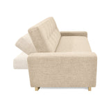 Sofá Cama Hamburgo Beige Dicosta y Matiz Natural 210x87cm de Tres Puestos Reclinable sin Apoya Brazos