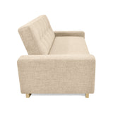 Sofá Cama Hamburgo Beige Dicosta y Matiz Natural 210x87cm de Tres Puestos Reclinable sin Apoya Brazos