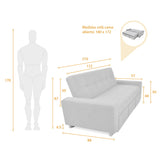 Sofá Cama Hamburgo Beige Dicosta y Matiz Natural 210x87cm de Tres Puestos Reclinable sin Apoya Brazos