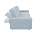 Sofá Cama Hamburgo Plata Eureka y Matiz Natural 210x87cm de Tres Puestos Reclinable sin Apoya Brazos
