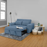 Sofá Cama Hannover Índigo Dicosta y Matiz Caramelo 160x85cm de Dos Puestos Reclinable sin Apoya Brazos