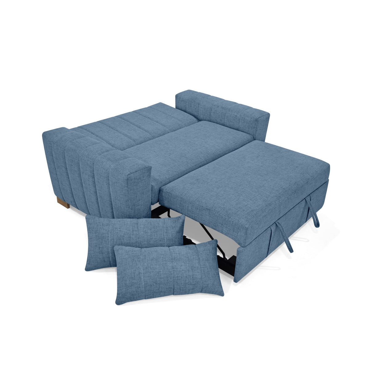 Sofá Cama Hannover Índigo Dicosta y Matiz Caramelo 160x85cm de Dos Puestos Reclinable sin Apoya Brazos