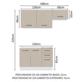 Cocina Integral Agata Blanco Crema 180x225cm para Mesón Lado Izquierdo sin Mesón y sin Estufa