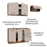 Cocina Integral Agata Marron y Crema 180x225cm para Mesón Lado Izquierdo sin Mesón y sin Estufa