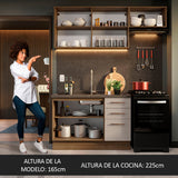 Cocina Integral Agata Marron y Crema 180x225cm para Mesón Lado Izquierdo sin Mesón y sin Estufa