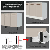 Cocina Integral Agata Blanco Crema 270x225cm para Mesón Lado Izquierdo sin Mesón y sin Estufa