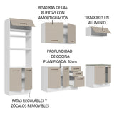 Cocina Integral Agata Blanco Crema 270x225cm para Mesón Lado Izquierdo sin Mesón y sin Estufa