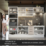 Cocina Integral Agata Blanco Crema 270x225cm para Mesón Lado Izquierdo sin Mesón y sin Estufa