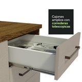 Cocina Integral Agata Marron y Crema 270x225cm para Mesón Lado Izquierdo sin Mesón y sin Estufa