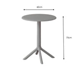 Mesa de Exterior Redonda Gris Oscuro 60x75cm de Dos Puestos sin Sillas Apto para Intemperie
