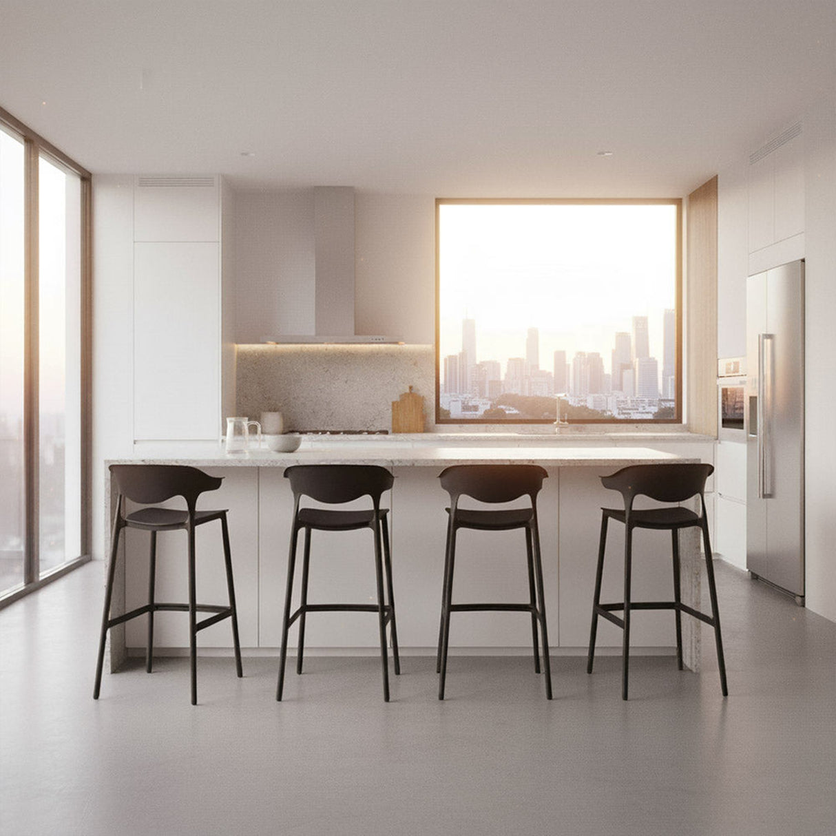 Silla Bar para Exteriores Elena Negro 49x99cm con Espaldar y sin Apoya Brazos