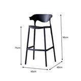 Silla Bar para Exteriores Elena Negro 49x99cm con Espaldar y sin Apoya Brazos