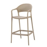 Silla Bar para Exteriores Curitiva Taupe 56x109cm con Espaldar y con Apoya Brazos