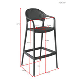 Silla Bar para Exteriores Curitiva Taupe 56x109cm con Espaldar y con Apoya Brazos