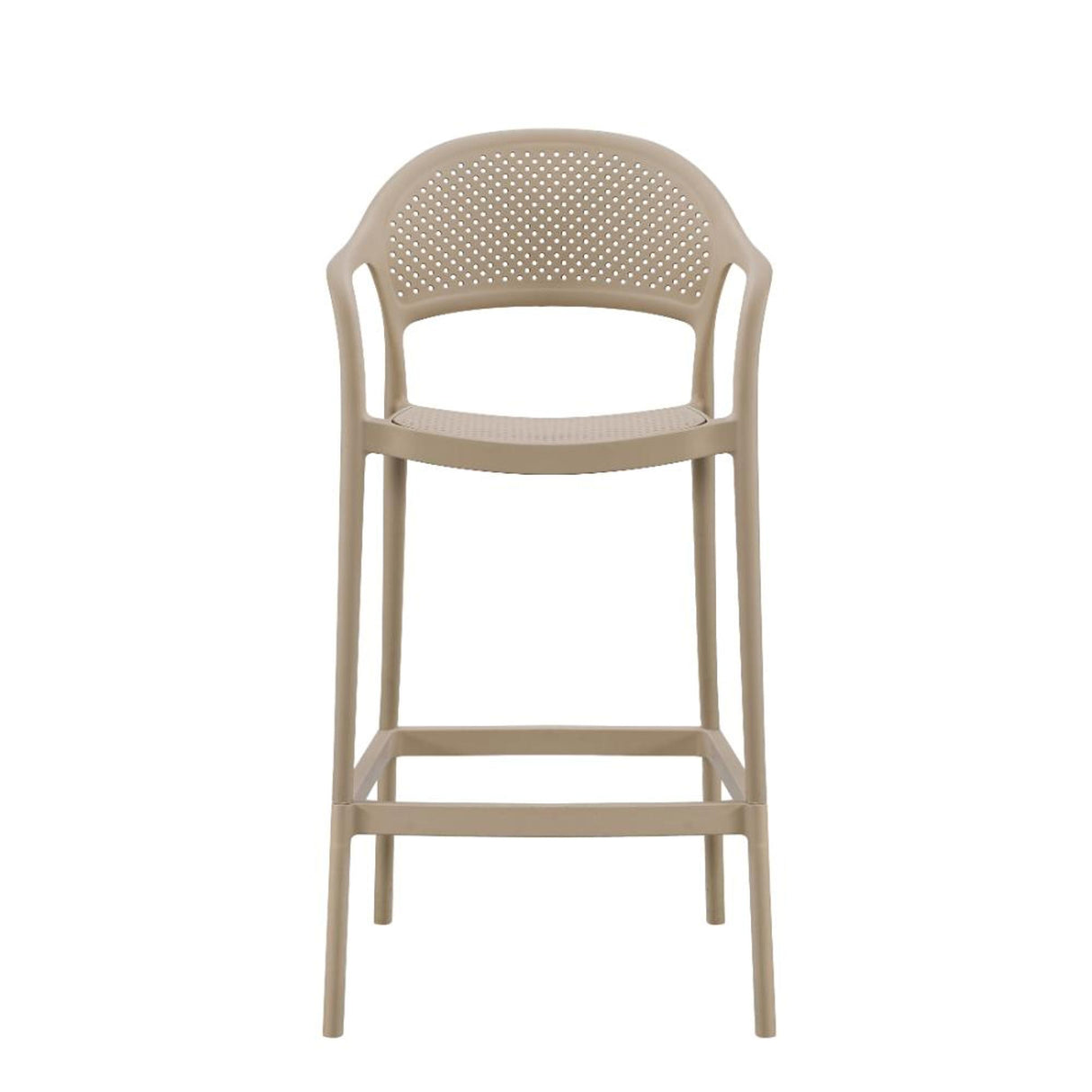 Silla Bar para Exteriores Curitiva Taupe 56x109cm con Espaldar y con Apoya Brazos