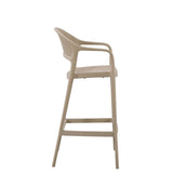 Silla Bar para Exteriores Curitiva Taupe 56x109cm con Espaldar y con Apoya Brazos