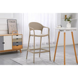 Silla Bar para Exteriores Curitiva Taupe 56x109cm con Espaldar y con Apoya Brazos