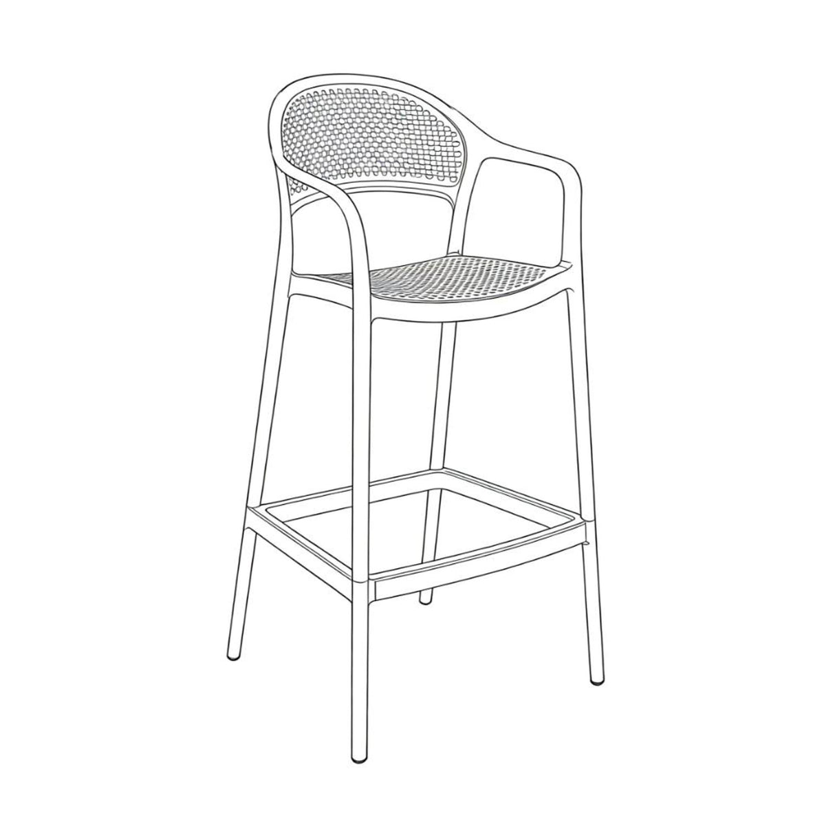 Silla Bar para Exteriores Curitiva Taupe 56x109cm con Espaldar y con Apoya Brazos