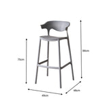 Silla Bar para Exteriores Elena Gris Oscuro 49x99cm con Espaldar y sin Apoya Brazos