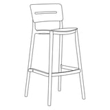 Silla Bar para Exteriores Manila Verde 37x101.5cm con Espaldar y sin Apoya Brazos