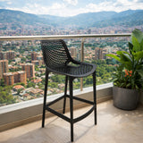 Silla Bar para Exteriores Miame Negro 44x95.5cm con Espaldar y sin Apoya Brazos