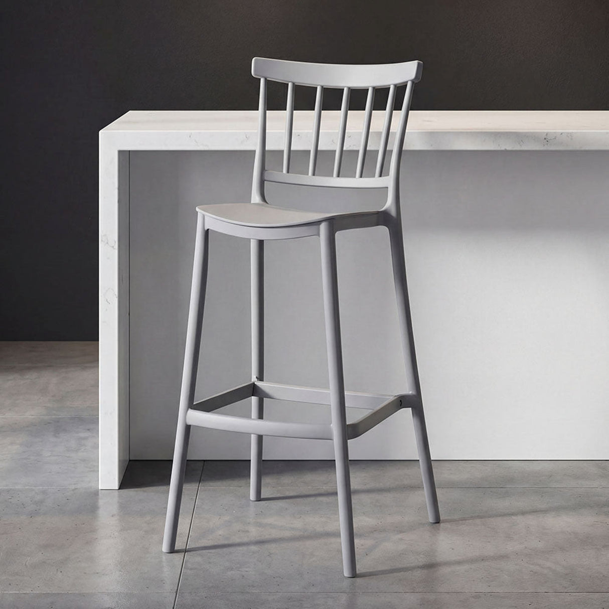 Silla Bar para Exteriores Oxford Gris 37x104cm con Espaldar y sin Apoya Brazos